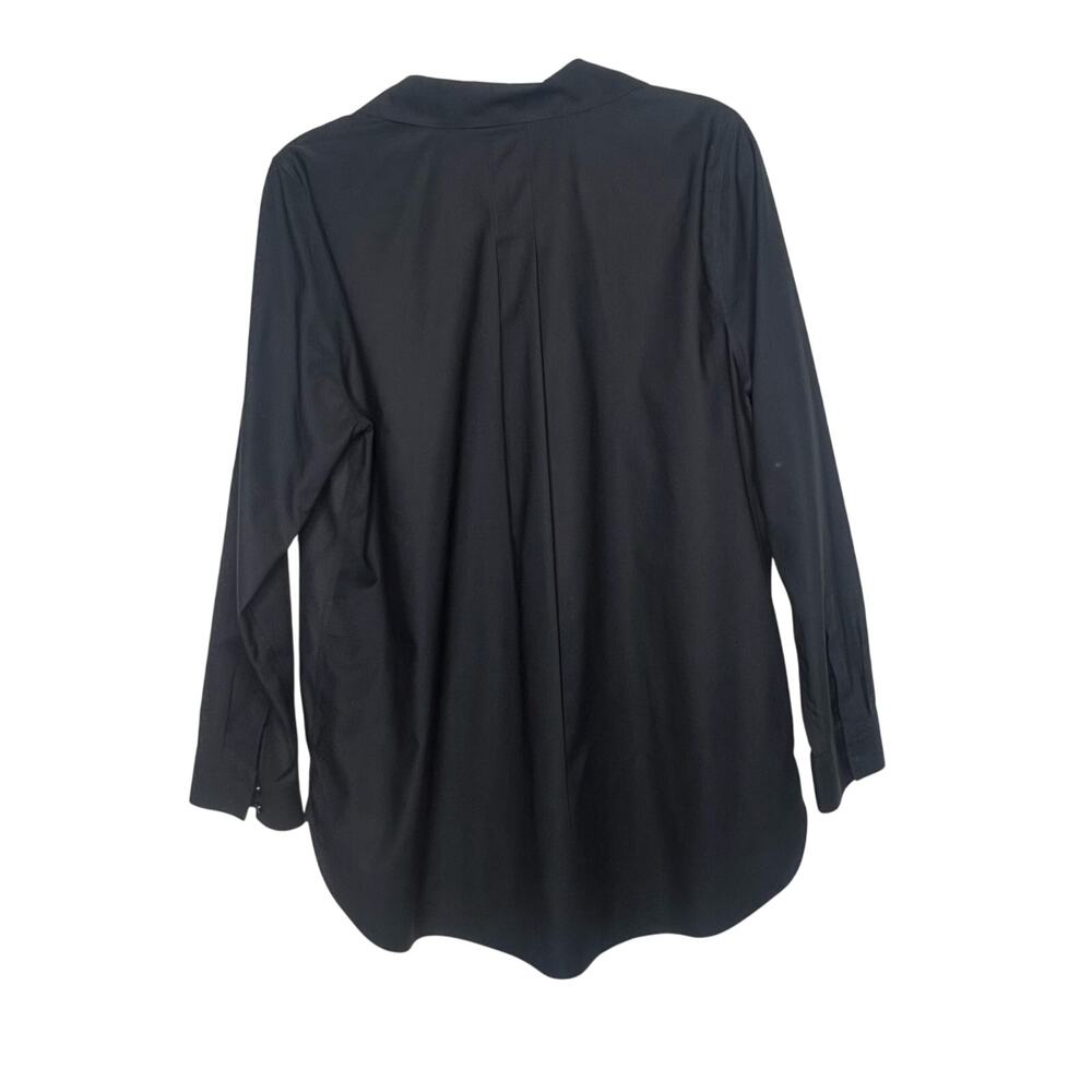 CHICO'S No-Iron Chic Stretch Shirt Classic Fit Black Multi Floral Womens Size 12 - Picture 2 of 5